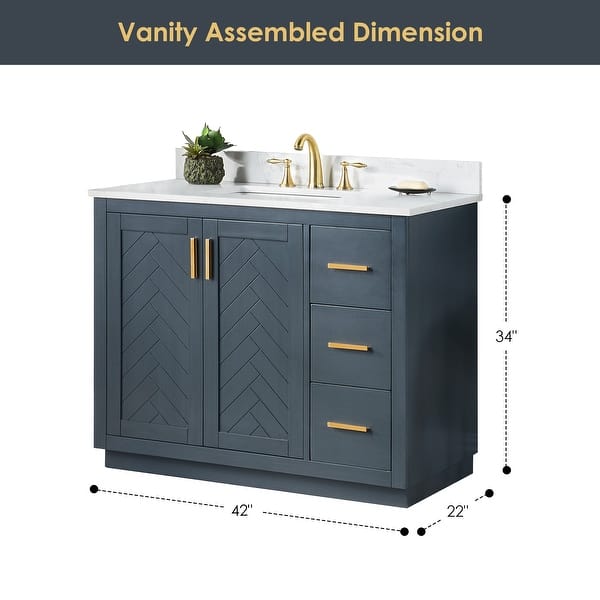 dimension image slide 5 of 6, Altair Gazsi Bathroom Vanity with Composite Stone Countertop without Mirror