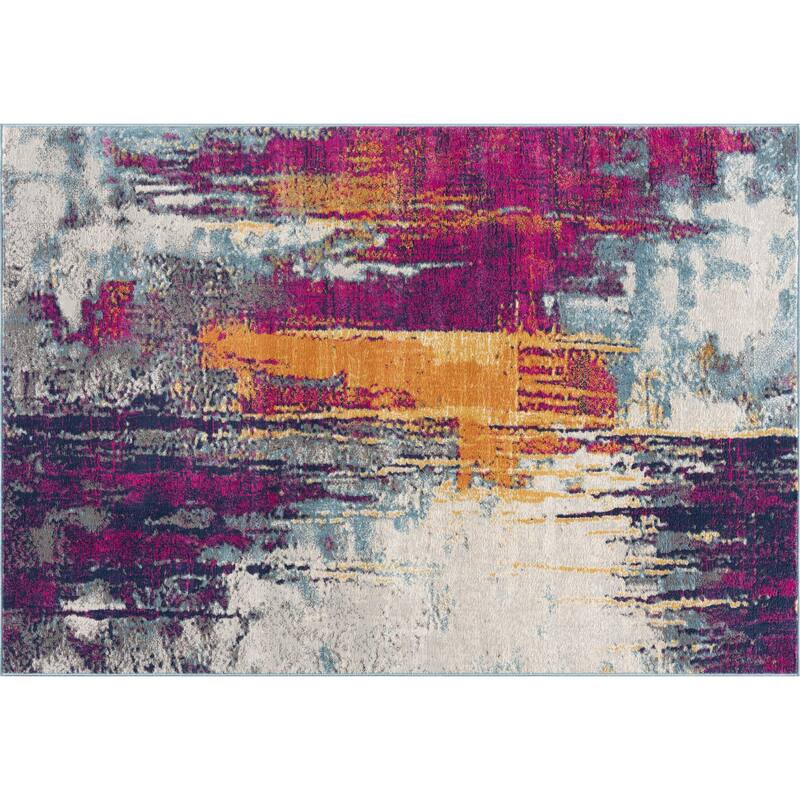 HomeRoots Abstract Mid-Century Square Area Rug