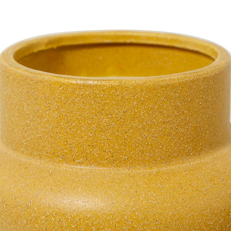 CosmoLiving by Cosmopolitan Ceramic Vases with Eye-Catching Ring Ribbing (Set of 2) - Yellow, White, Dark Blue