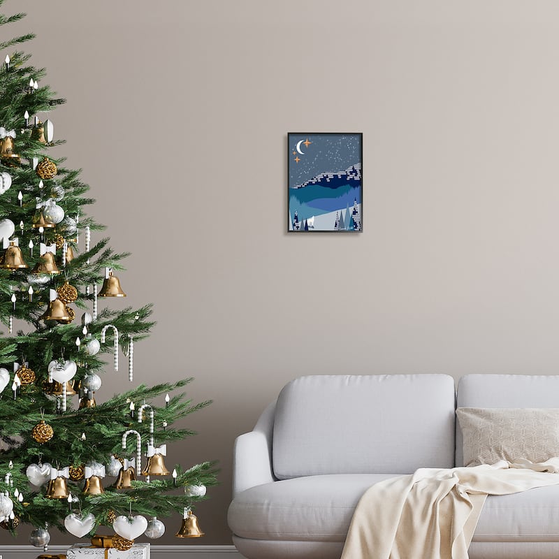 Stupell Winter Night Landscape Framed Giclee Art Design by Hannah Byatt