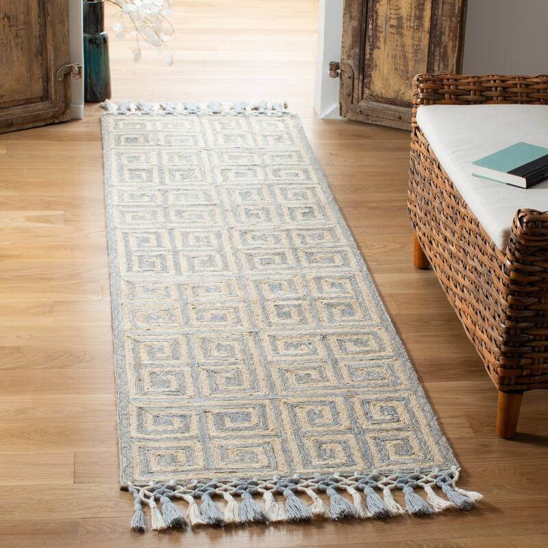 SAFAVIEH Handmade Sahara Lesly Moroccan Jute Rug - 2'3" x 8' Runner - Grey/Beige