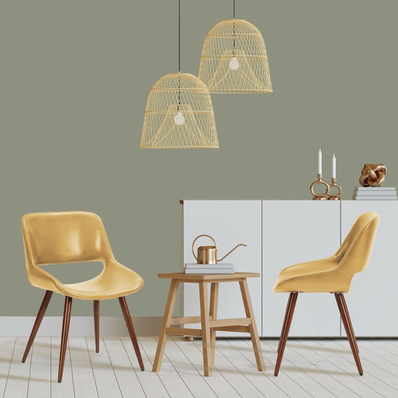 Porthos Home Shane Faux Leather Mid-Century Dining Chair with Metal Legs, Set of 2