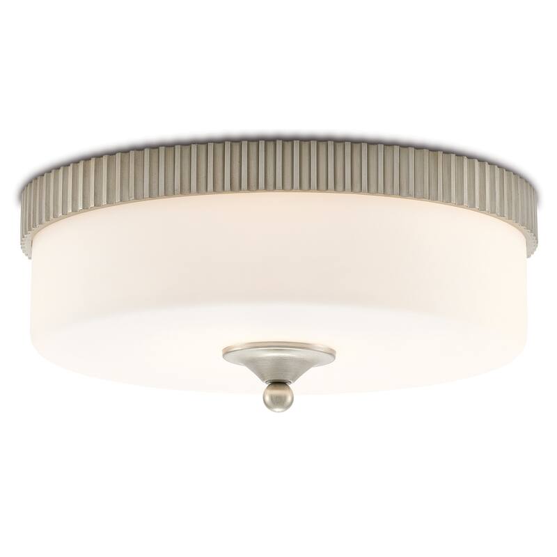 Currey & Company Bryce 16.25" Silver LED Flush Mount - Silver Leaf - 6"h x 16.25"dia. - 6"h x 16.25"dia. - Silver Leaf
