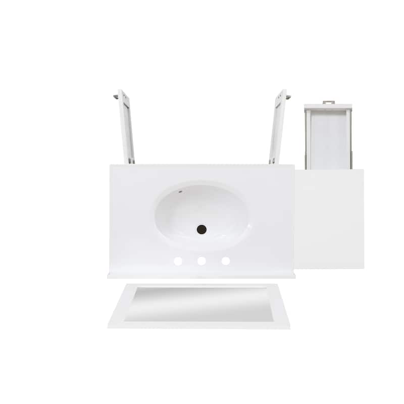 Linon Blakely Vanity with Mirror and 12-inch Side Cabinet