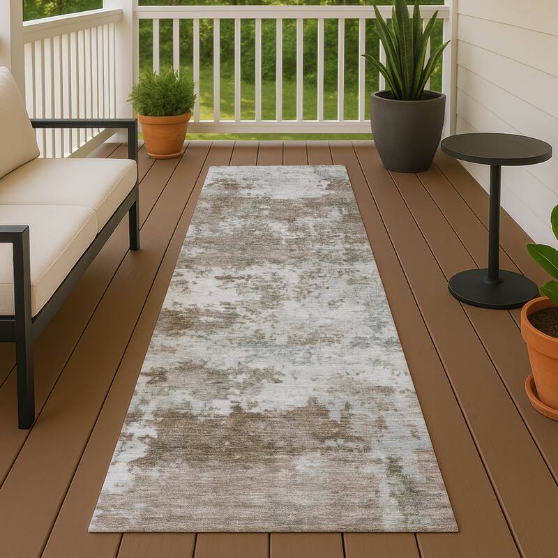 Machine Washable Indoor/ Outdoor Modern Jenna Chantille Rug - Brown - 2'3" x 7'6"