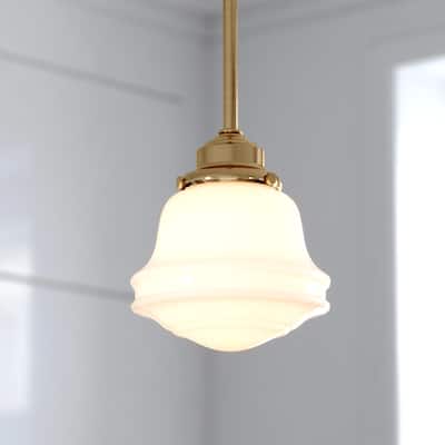 Huntley Farmhouse Schoolhouse Mini Pendant Ceiling Light White Glass