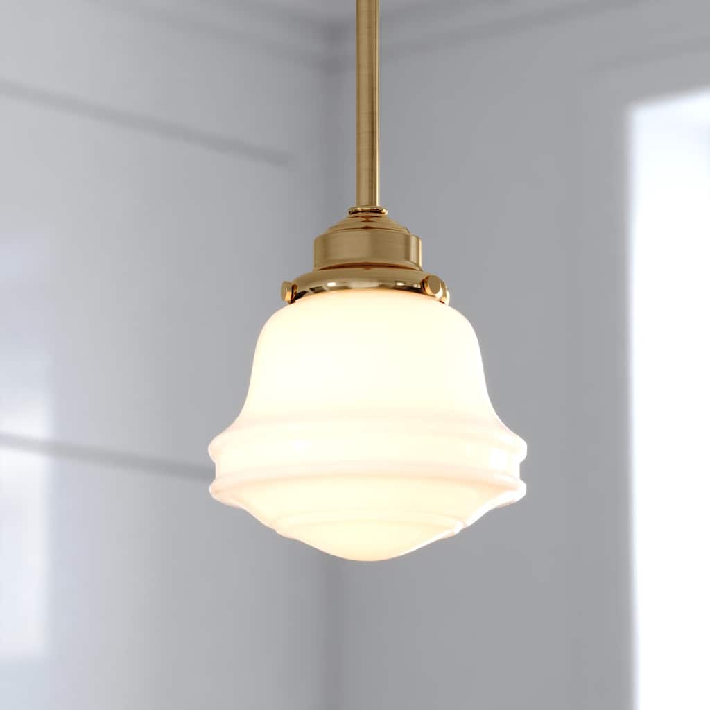 Huntley Farmhouse Schoolhouse Mini Pendant Ceiling Light White Glass