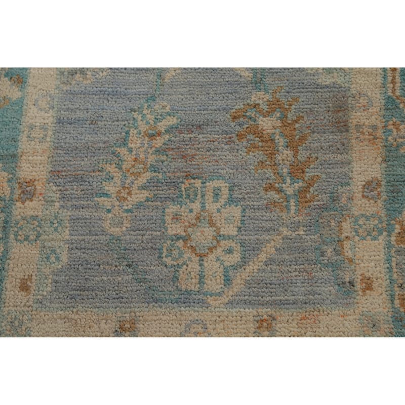 Hand Knotted Oriental 100% Wool Carpet Transitional All-Over Navy Blue & Blues Oushak Area Rug - 3' 11'' X 2' 0''