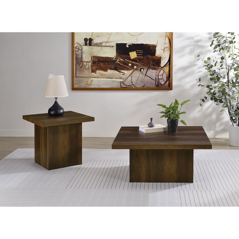 Devar Square Coffee And End Table Set - 2-piece set - Dark Pine