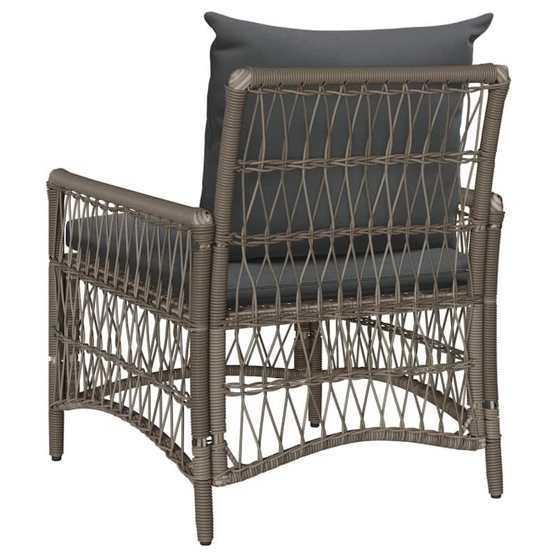 vidaXL Garden Chair with Cushions Grey Poly Rattan - 24 x 28.7 x 30.3