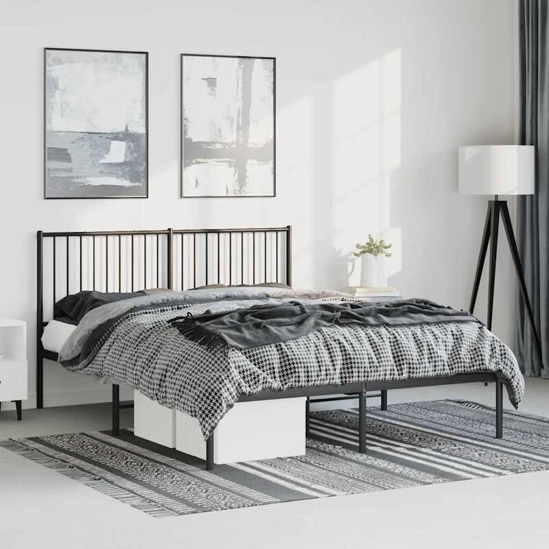 vidaXL Metal Bed Frame, No Mattress - Black1 81.5" x 61.4" x 35.6" - Queen
