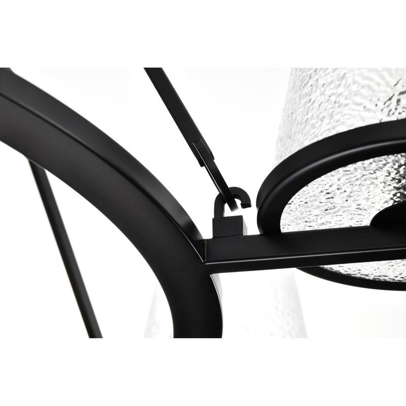 Valentine 7 Light Chandelier Black Finish Hammered Glass