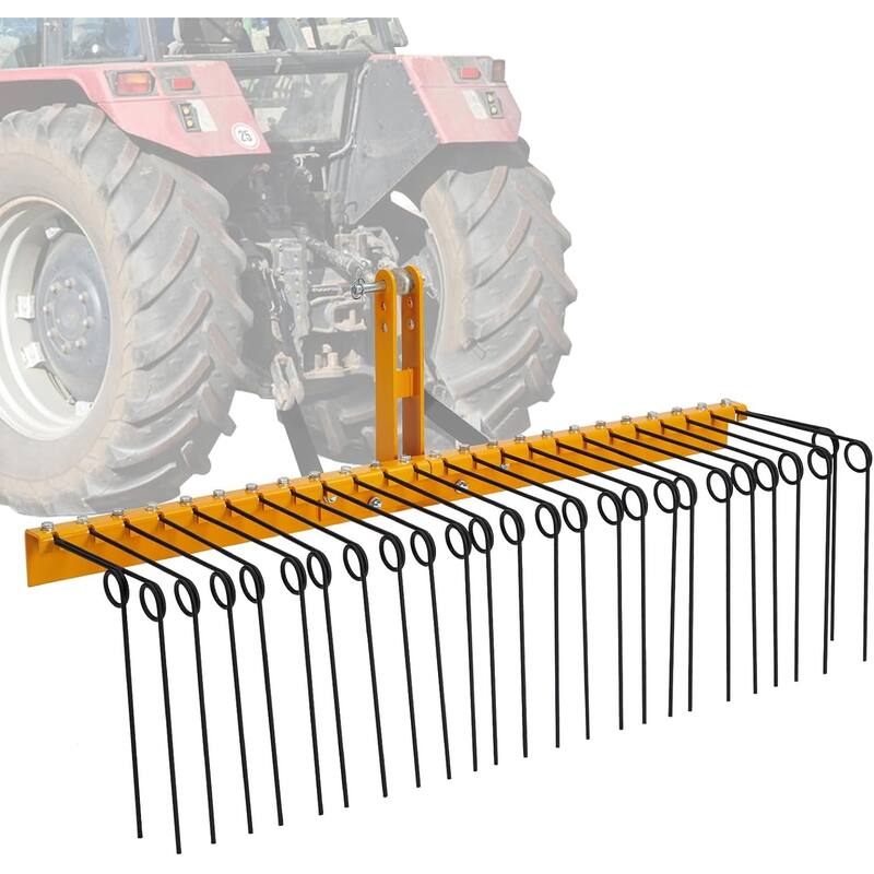 72 Inch Pine Straw Rake, 30 Coil Spring Tines Durable Powder