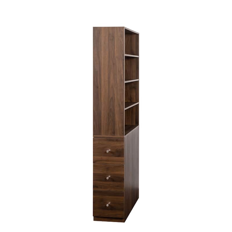 70.87" H Display Storage Cabinet,4-Tier Shelf,3 Side Drawers ,Modern Wooden Tall Bookshelf Bookcase