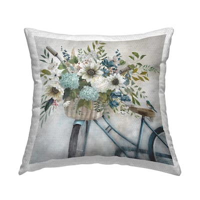 Stupell Bike Basket Bouquet Printed Outdoor Throw Pillow Design by Nan