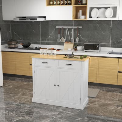 Rolling Kitchen Island with Drop Leaf