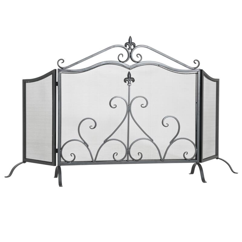 Christopher Knight Home - Onyx Traditional Iron Fireplace Screen with 3-Panel Folding Design - 54" W x 31.5" H