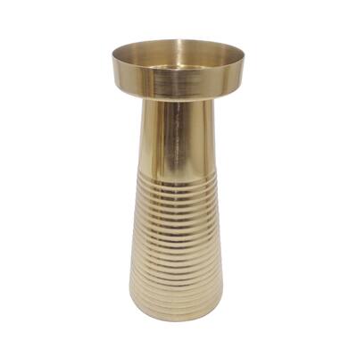 10" Textured Metal Pillar Contemporary Gold Metal Pillar Decorative Candle Holder For Home, Office, Event Decor -