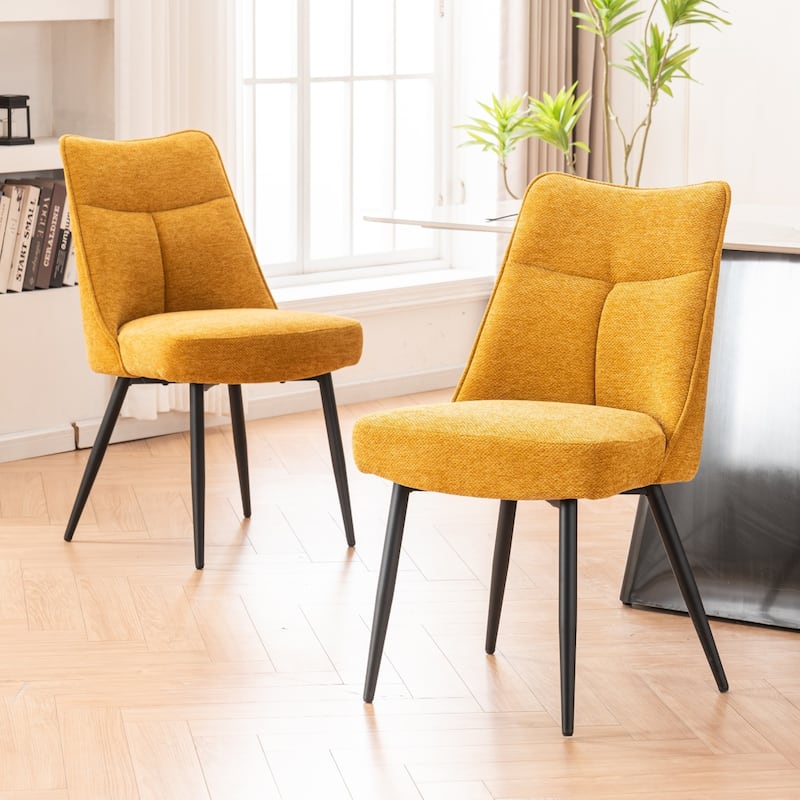 Dining Chairs Set of 2, Soft Cushioned Kitchen Chairs - Yellow