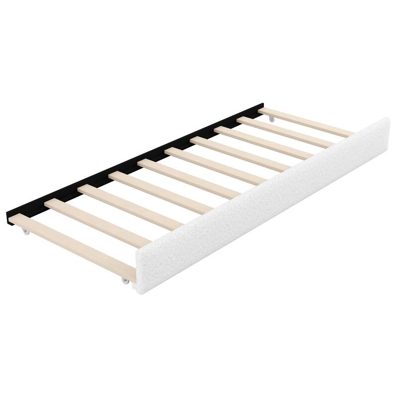 Queen Size Upholstered Daybed with USB and Optional Platform Storage Bed with 2 Drawers or Low Profile Sofa Bed with Trundle Bed