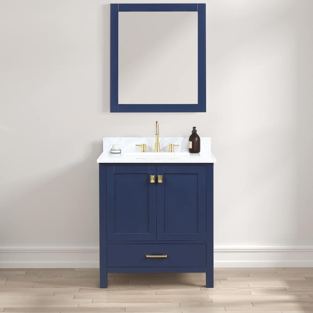 Blossom Geneva 30" Bathroom Vanity with Marble Top, Sink & Mirror