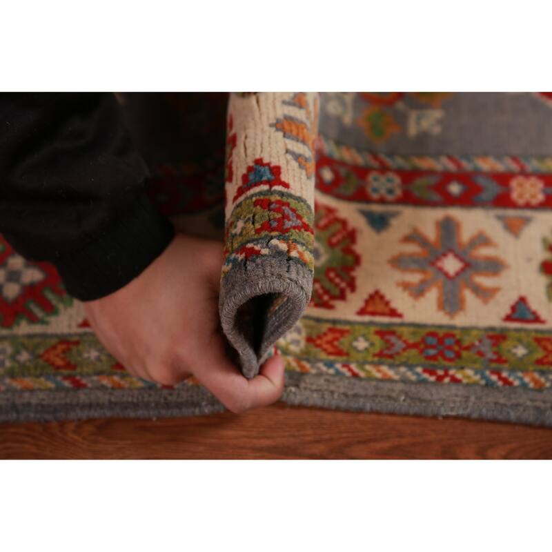 Gray Kazak Oriental Foyer Rug Handmade Wool Carpet - 2'9"x 4'1"