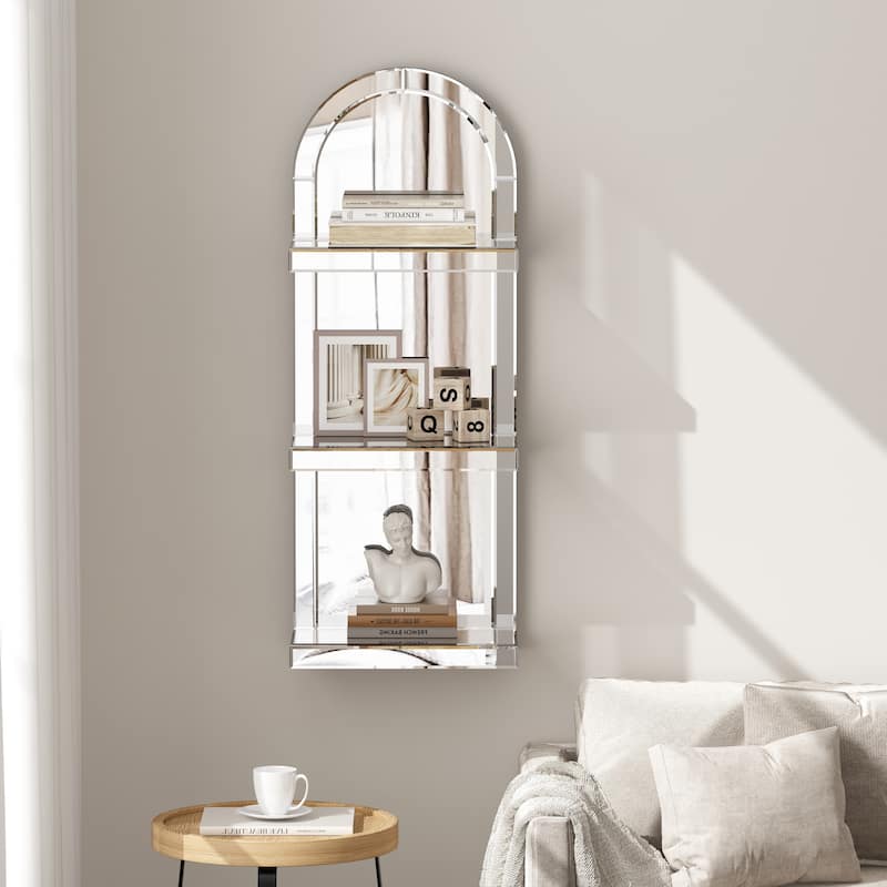 Mirrored Shelves 3- Tier - Silver