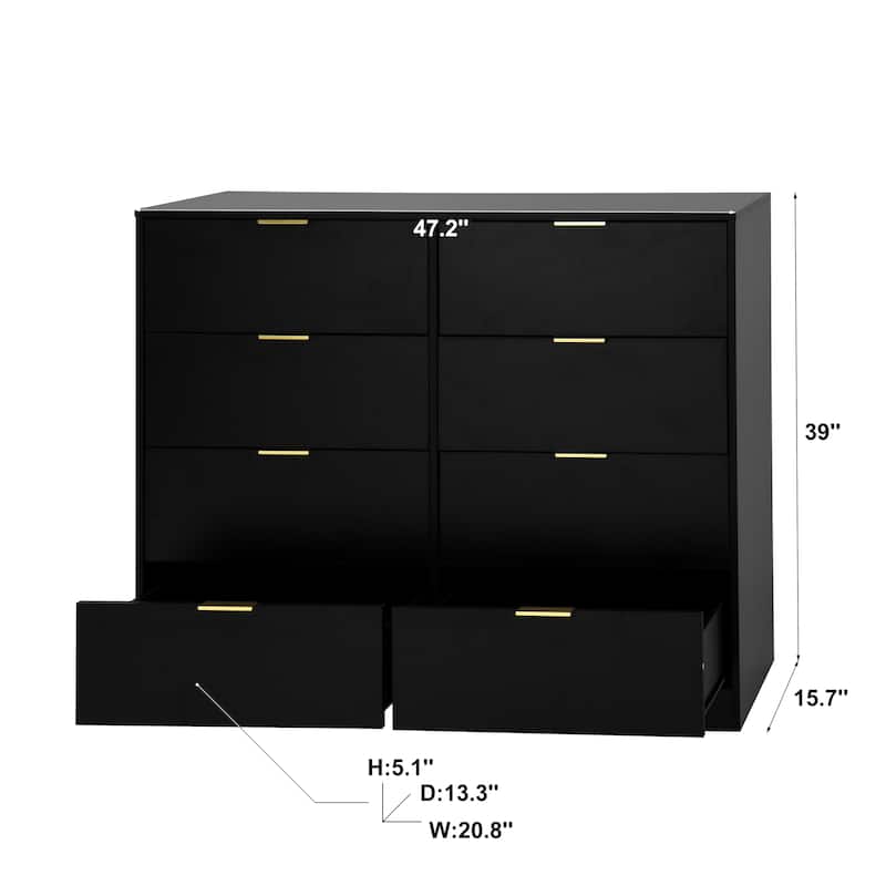 8 Drawers Dresser for Bedroom, Wood Bedroom Dresser Modern Drawer Chest, 8 Chest of Drawer, Tall Dresser for Closet
