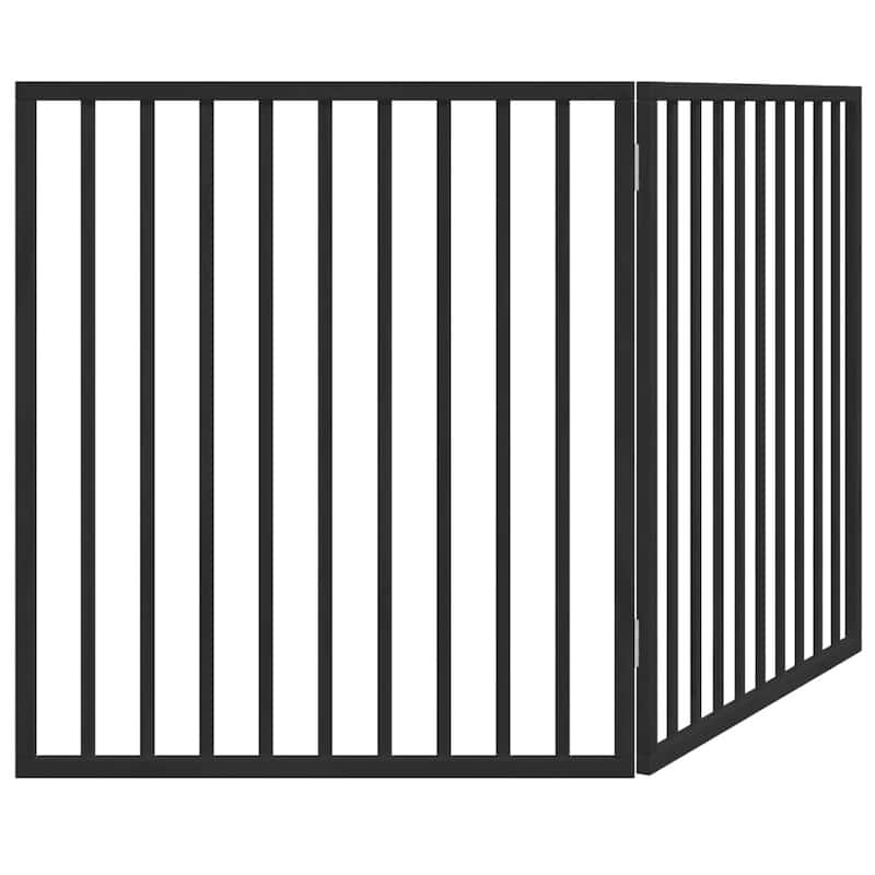 vidaXL Dog Gate Set of 2 Black Poplar wood 63 in long Foldable - 35.4 x 31.5 x 0.8