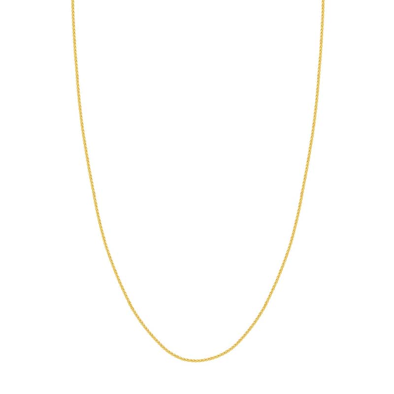 Curata 14k Yellow Gold 1.25mm Round Wheat Chain Necklace (Lobster)