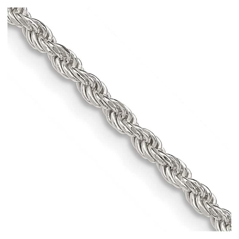 Curata 925 Sterling Silver 2.25mm Diamond Cut Rope Chain Necklace for Men