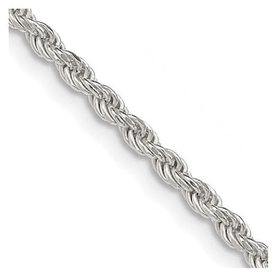 Curata 925 Sterling Silver 2.25mm Diamond Cut Rope Chain Necklace for Men