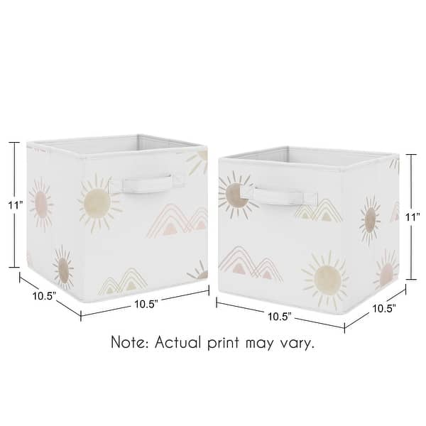 Boho Desert Sun Foldable Fabric Storage Bins - Blush Pink Mauve Gold Taupe Bohemian Watercolor Mountains Southwest Nature