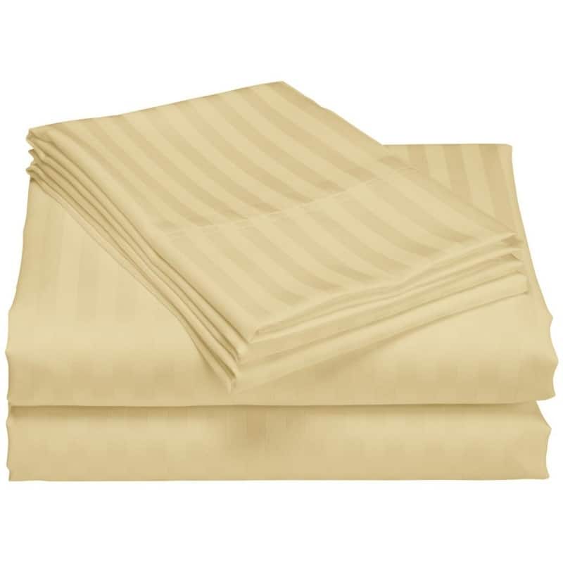 1200 Thread Count Cotton Deep Pocket Luxury Hotel Stripe Sheet Set - Taupe - Queen