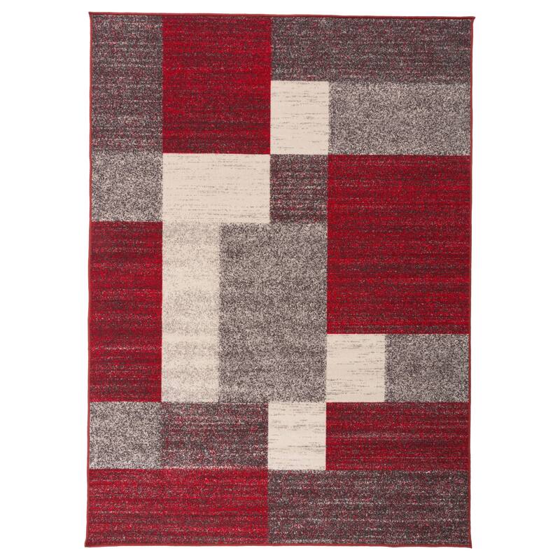 World Rug Gallery Modern Boxes Design Non-slip (Non-skid) Area Rug
