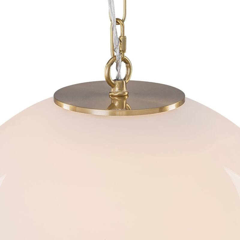 Modern Minimalist 1-Light Glossy Milky Glass Globe Pendant - 15.7 in