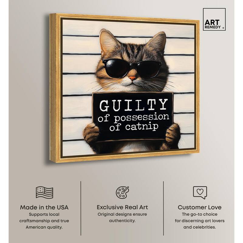Guilty of Catnip Canvas by Art Remedy