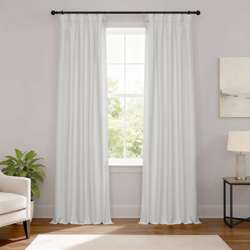 Exclusive Fabrics Performance Linen Luxury Blackout Curtains (1 Panel) - Thermal Insulation, Elegant Blackout Drapery - 50 X 108 - Off White