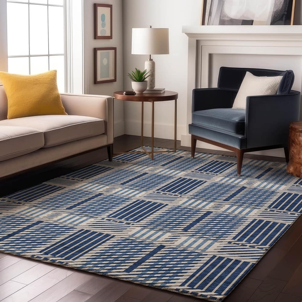 Premium Washable Super Soft Modern Plaid Mayfield Rug