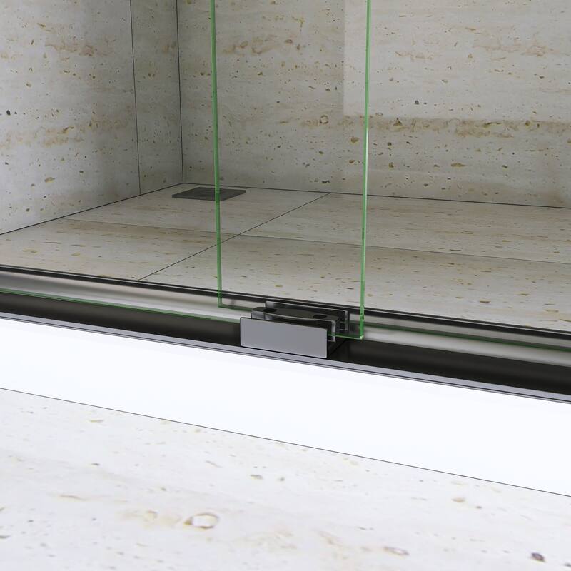Double Sliding Framed Shower Door in Matte Black Finish