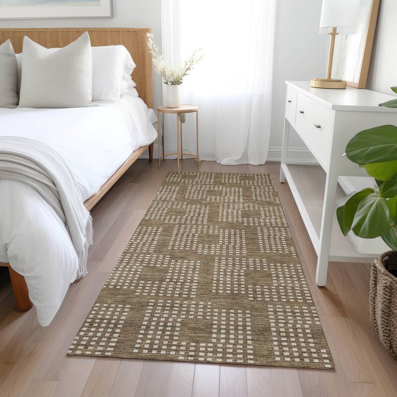 Machine Washable Indoor/ Outdoor Chantille Modern Houndstooth Rug