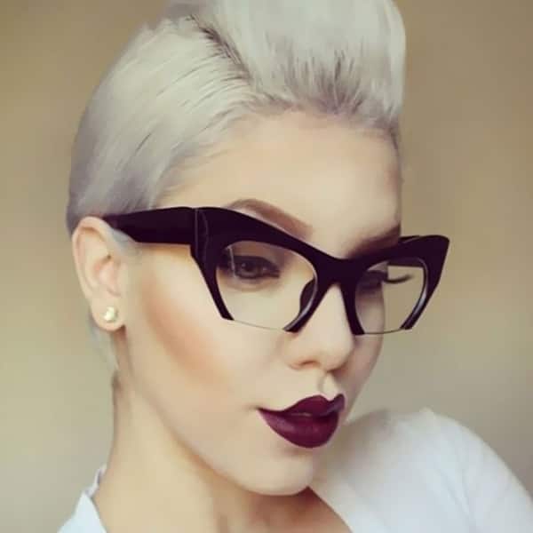 Shop Trendy Half Frame Uv400 Eyewear Cat Eye Sunglasses Women