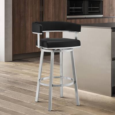Cohen 30" Faux Leather and Metal Swivel Bar Stool - Bar Height - 29-32 in.