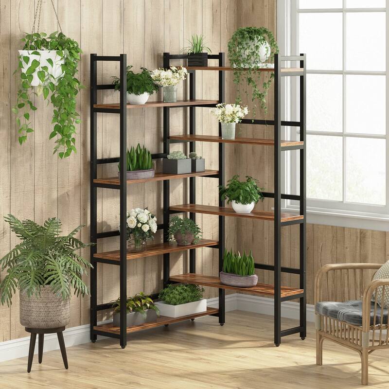 70.8 Inch Corner Bookshelf, 8-Tier Industrial Bookcase
