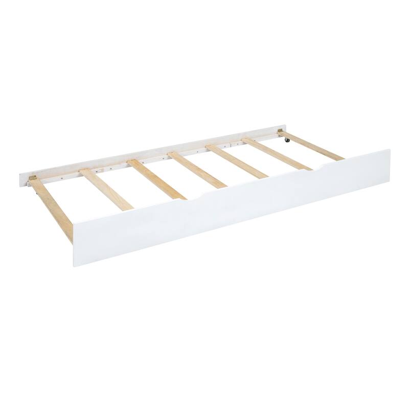 Twin-Over-Twin Bunk Bed with Trundle, Storage, Desk, USB Ports, White