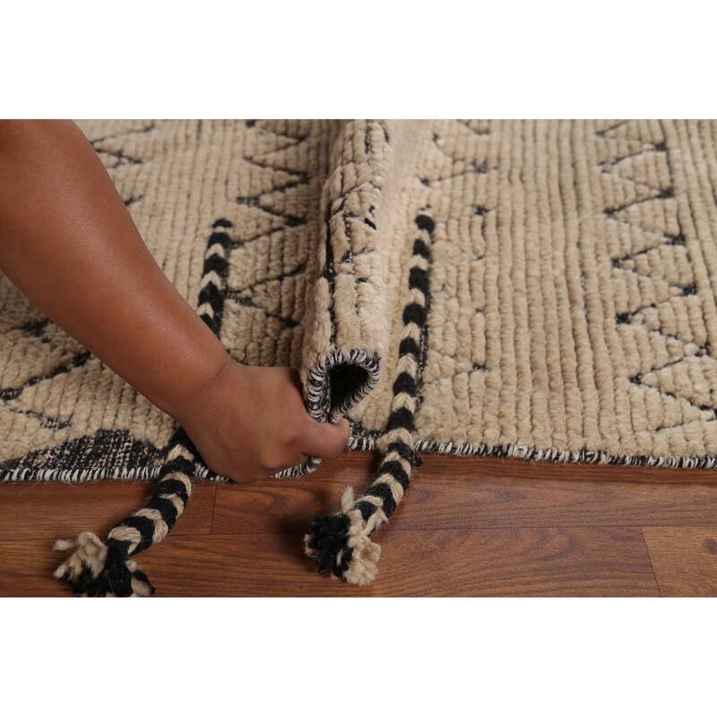 Chevron Style Moroccan Area Rug Hand-Knotted Wool Carpet - 6'3"x 9'8"