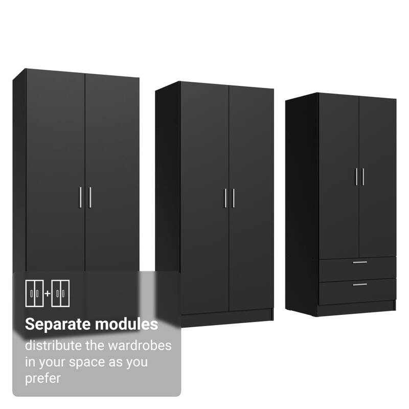 MADESA 6 Doors 2 Drawers Wardrobe Set Bedroom Storage Cabinet