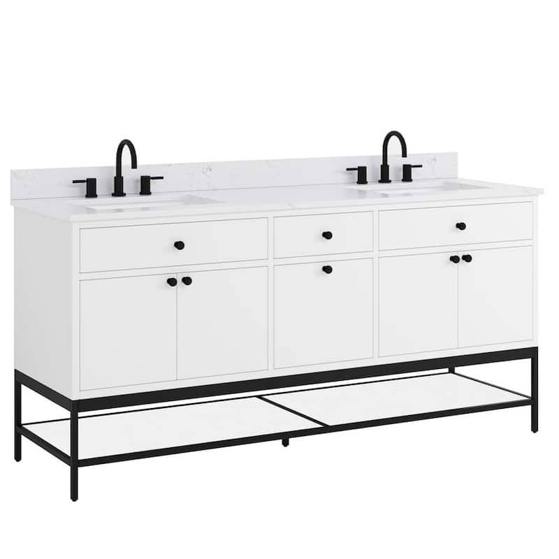 Avanity Paisley 72 in. Double Sink Vanity with Cala White Engineered Top