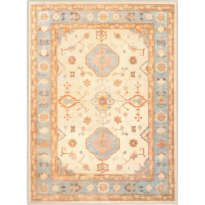 Well Woven Ushak Fethiye Vintage Medallion Pastel Flat-Weave Area Rug