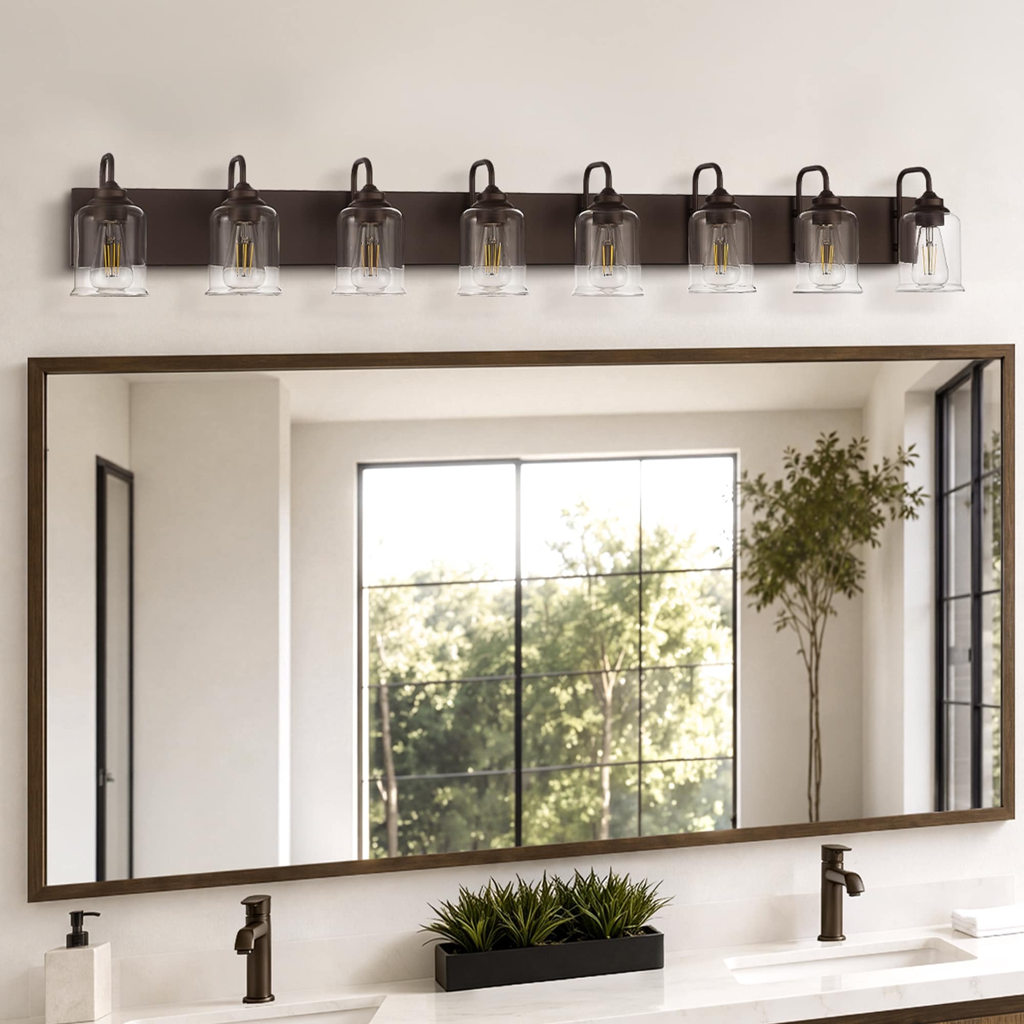 8-Light Bathroom Vanity Light, 60" Wall Mount Fixture